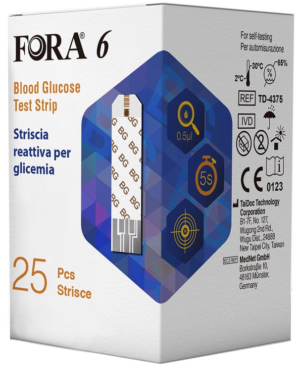 Strisce Misurazione Glicemia Fora 6 Connect Box da 25 Pezzi