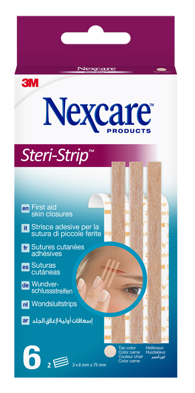 Striscia Adesiva Sutura Piccole Ferite Nexcare Steri-strip Carne 6x75 mm 6 Pezzi