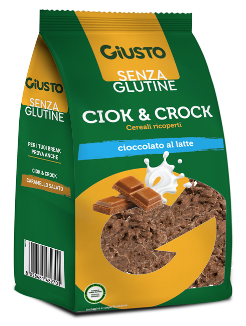 Giusto Senza Glutine Ciock & Crock Cereali Ricoperti di Cioccolato al Latte 125 g