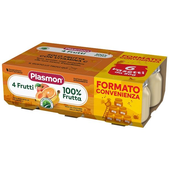 Plasmon Omogeneizzato 4 Frutti 6x80 g, compra online su Farmacia delle Terme