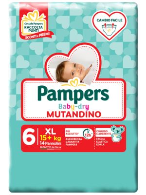 Pampers Baby Dry Mutandino sm Taglia 6 Extralarge Small Pack14 Pezzi