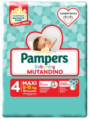 Pampers Baby Dry Mutandino sm Taglia 4 Maxi Small Pack 16 Pezzi