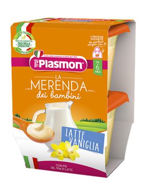 Plasmon la Merenda dei Bambini Merende Latte Vaniglia Asettico 2 x 120 g