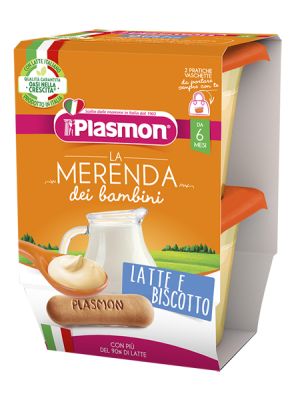 Plasmon la Merenda dei Bambini Merende Latte Biscotto Asettico 2 x 120 g