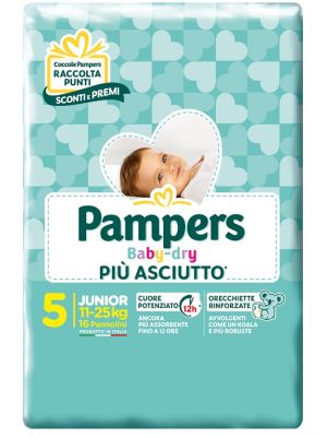 Pampers Baby Dry Pannolini Downcount Junior 16 Pezzi