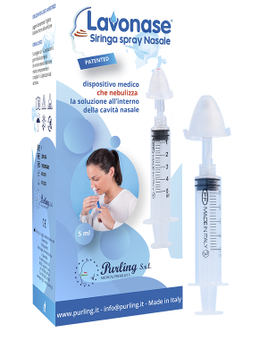 Lavonase Siringa Spray Nasale Non Sterile 5 ml Luer-lock Concappuccio + Ugello Nasale con Raccordo Luer-lock + Perforatore con Valvola Non Ritorno con Tappo