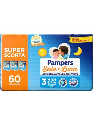 Pampers Sole Luna Trio Midi 60 Pezzi