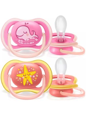 Avent Ultra Air Succhietto Balena/stella Femmina 6-18 Mesi 2pezzi