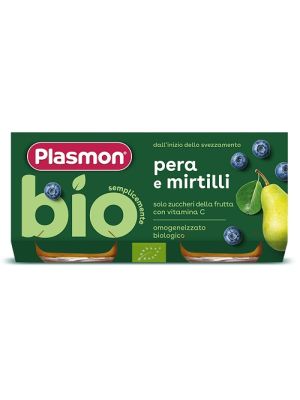 Plasmon Omogeneizzato Bio Pera Mirtilli 2 Vasetti x 80 g