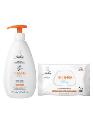 Triderm Baby Bipack Bagno Crema 500 ml + Salviettine 72 Pezzi