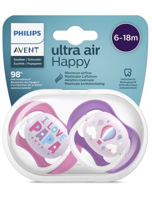 Avent Ultra Air Succhietto Papa/balloon Femmina 6-18 Mesi 2pezzi