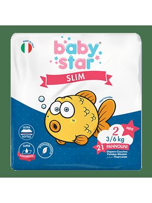 Pannolini Babystar Slim 3/6kg Taglia 2 Mini 21 Pezzi