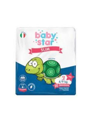 Pannolini Babystar Slim 4/9kg Taglia 3 Midi 20 Pezzi