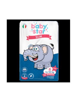 Pannolini Babystar Slim 16/30kg Taglia 6 Extra Large 14 Pezzi