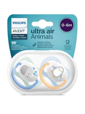 Avent Ultra Air Animals Succhietto Elefant/penguin Maschio 0-6 Mesi 2 Pezzi